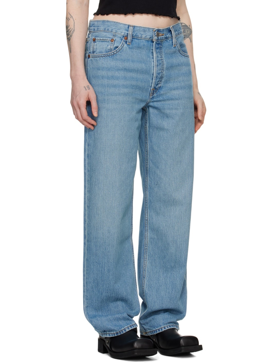 Blue Loose Longish Jeans - 2