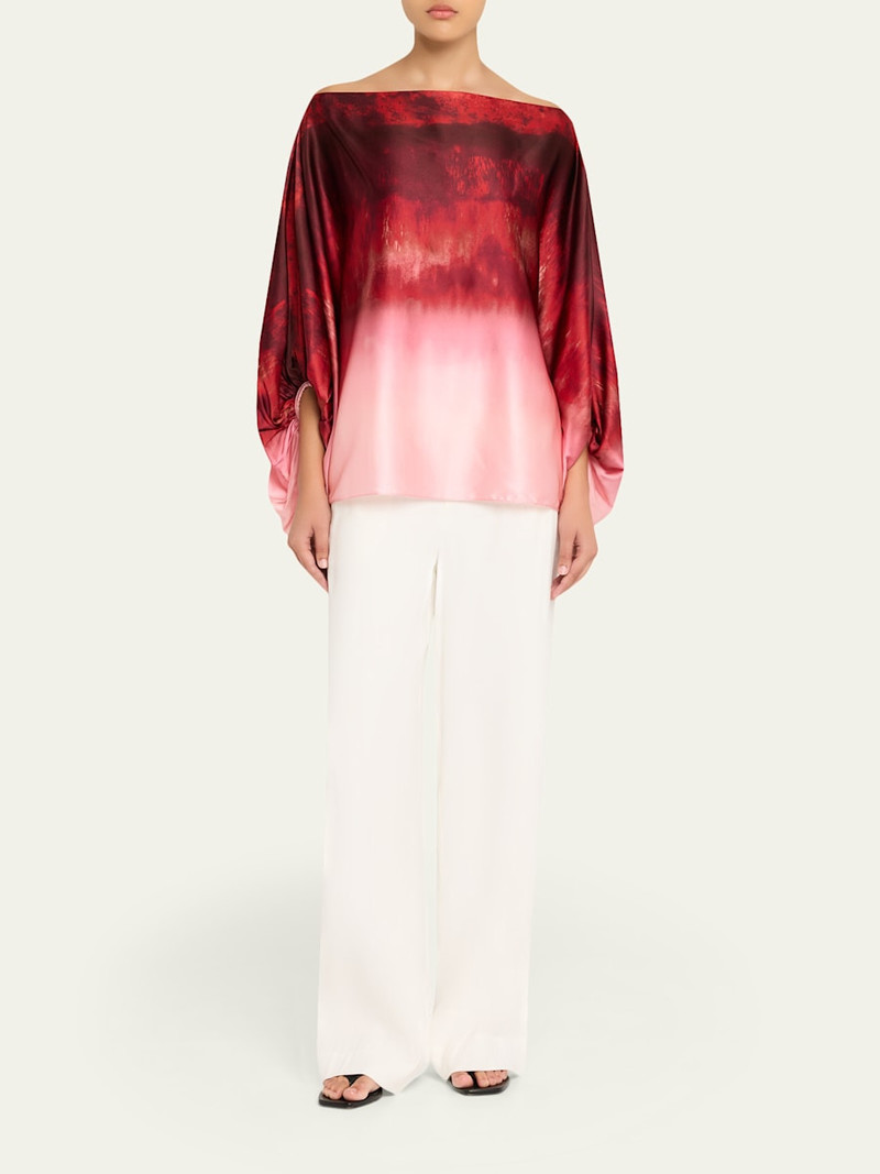 SILVIA TCHERASSI Bellagio Degrade Silk Balloon-Sleeve Blouse outlook