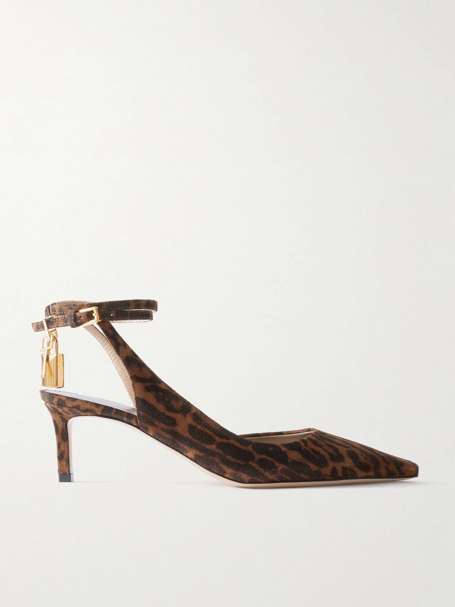 Padlock leopard-print suede pumps Brown - 1