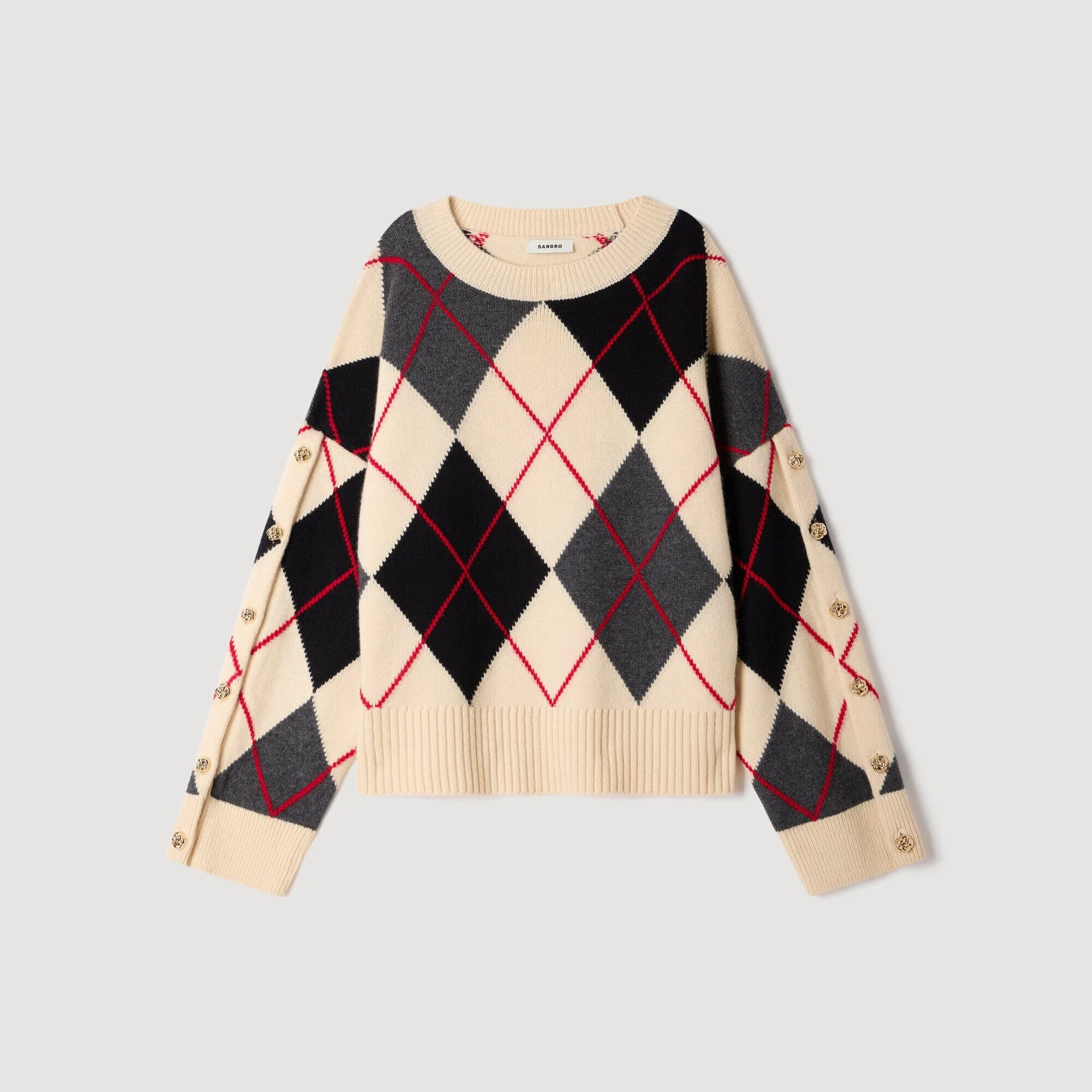 ARGYLE SWEATER WITH BUTTONS - 1