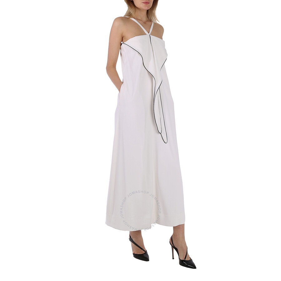 Burberry White Stretch Jersey Drape Detail Gown - 3