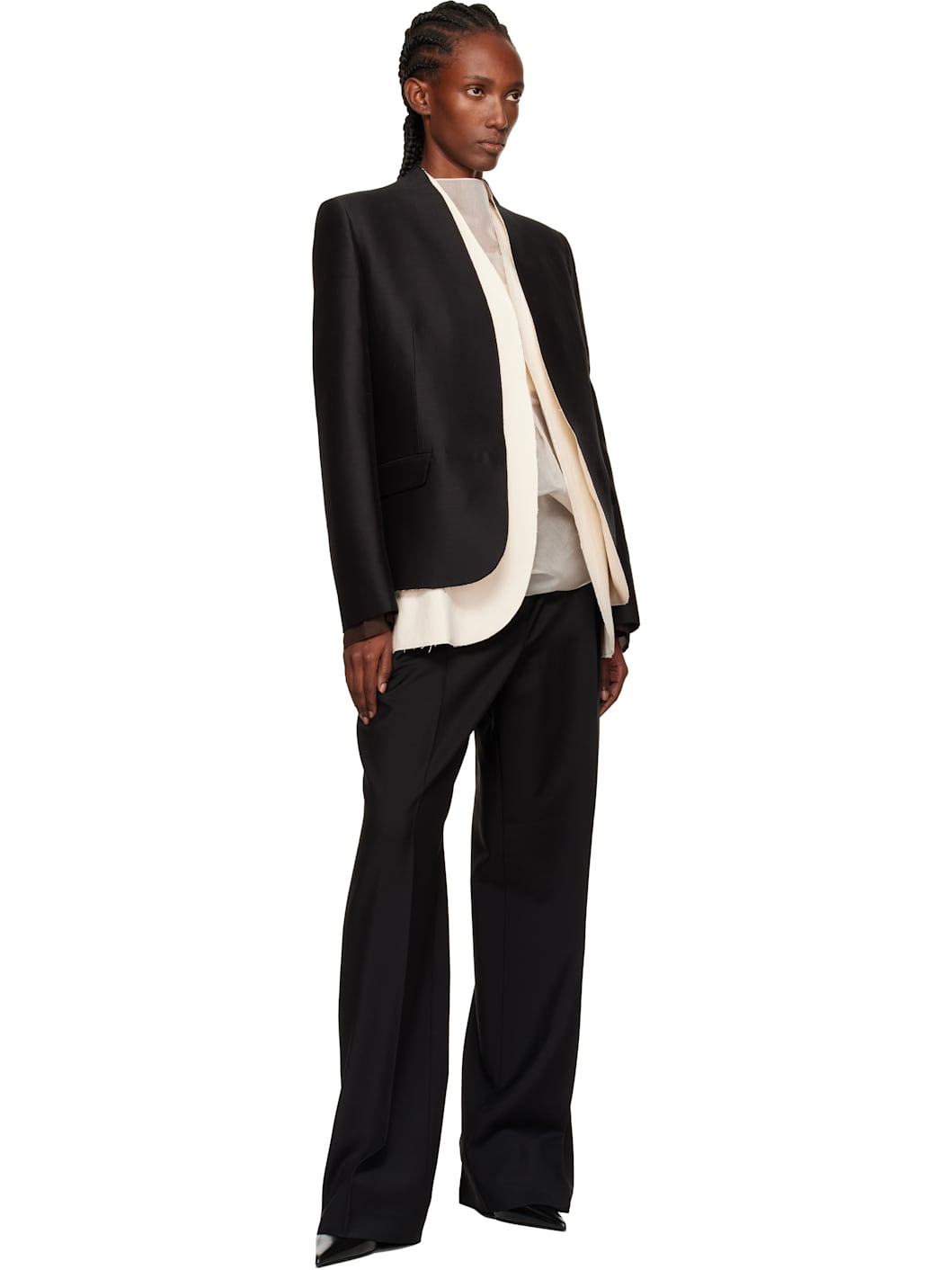 Black & Off-White Tulip Blazer - 4