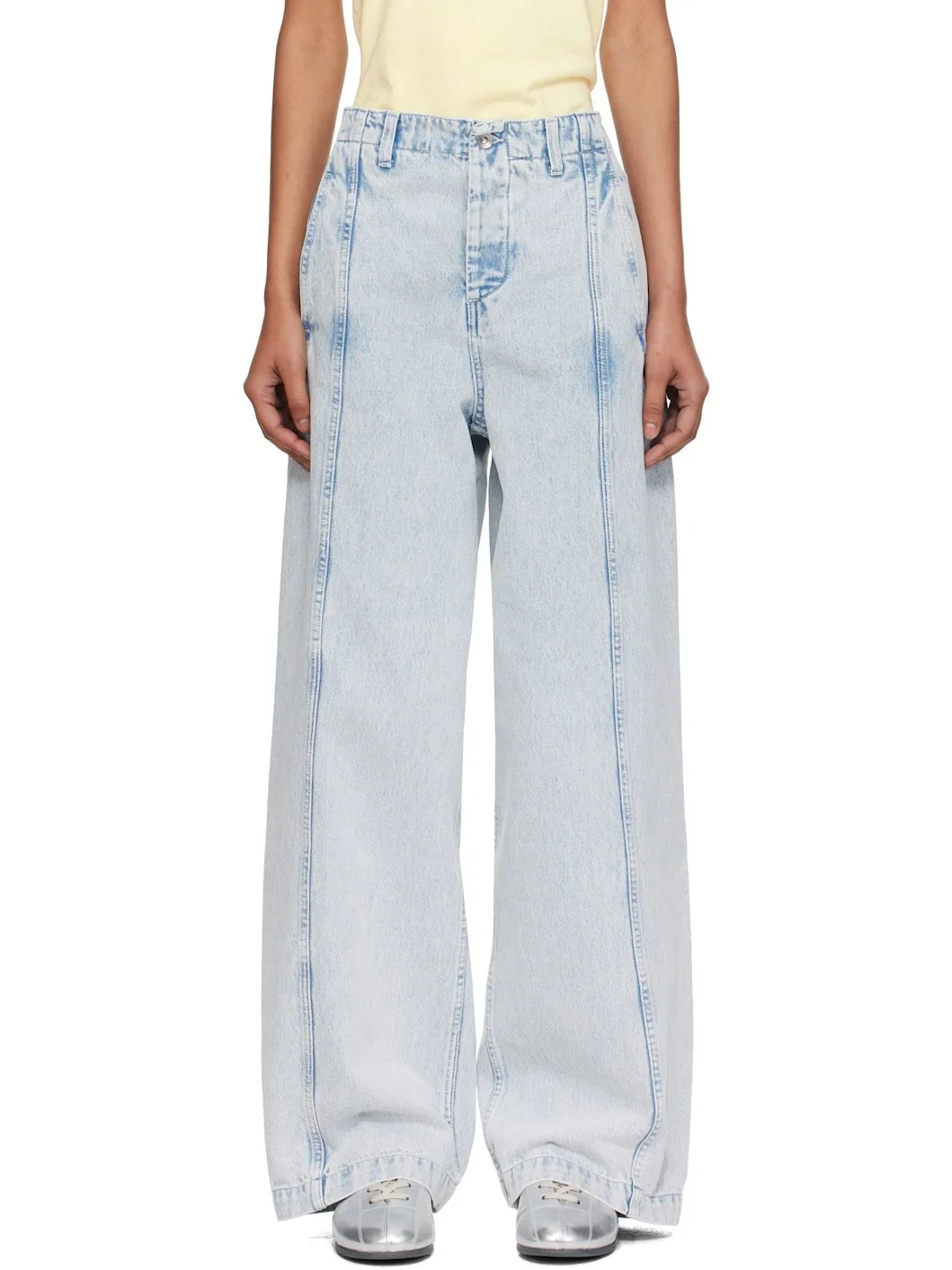 Blue Displaced Seam Jeans - 1