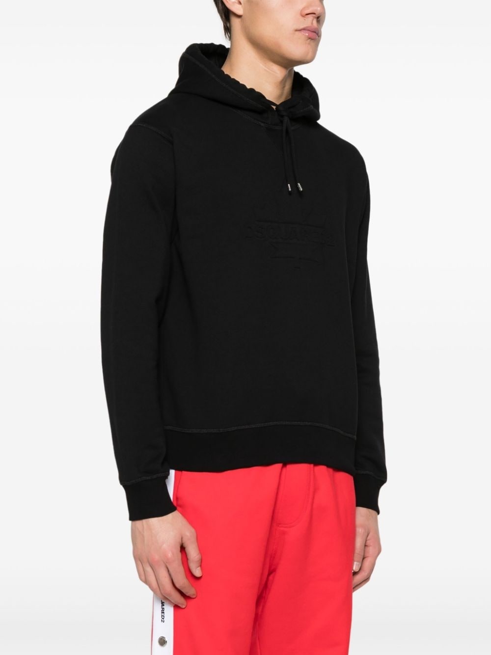 embossed-logo cotton hoodie - 3