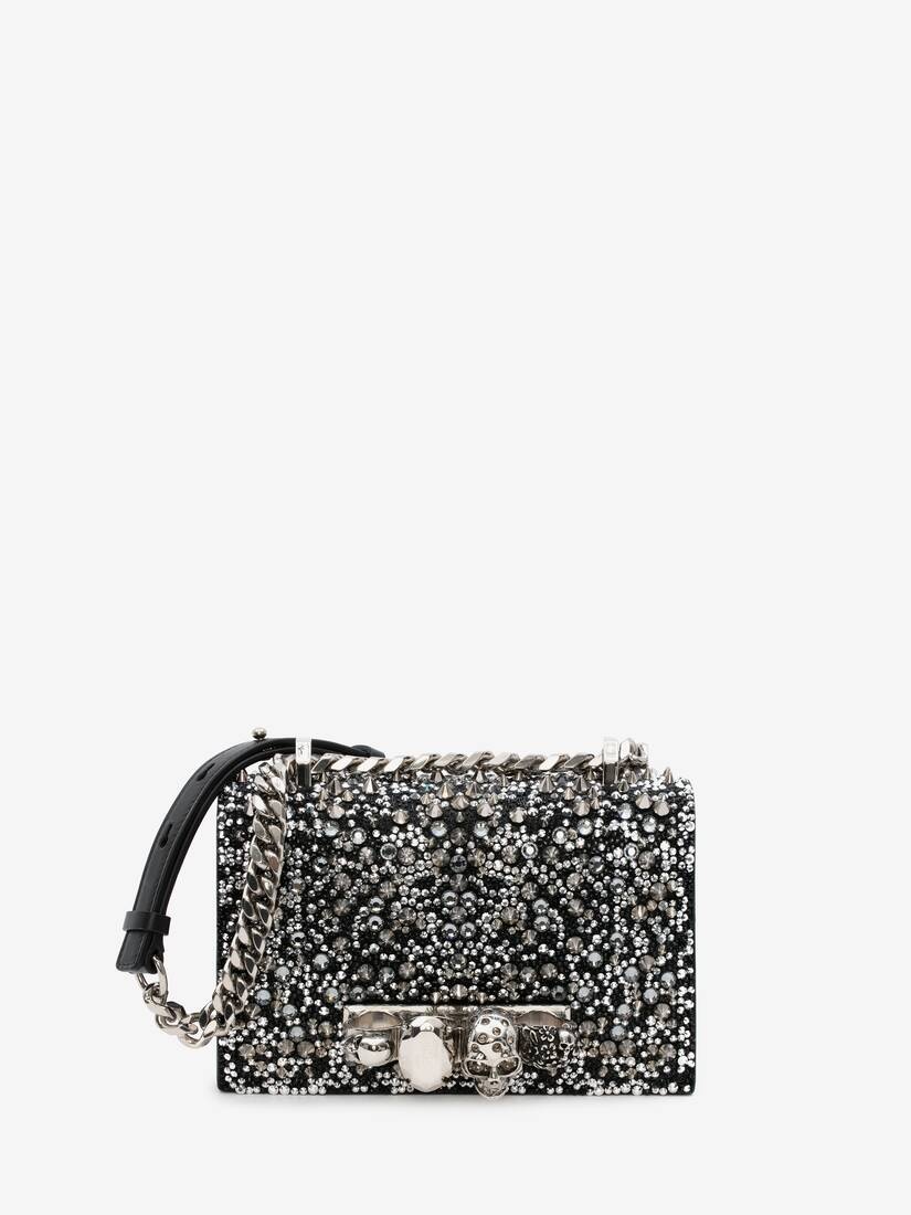 Women's Crystal-embellished Mini Jewelled Satchel in Black - 1