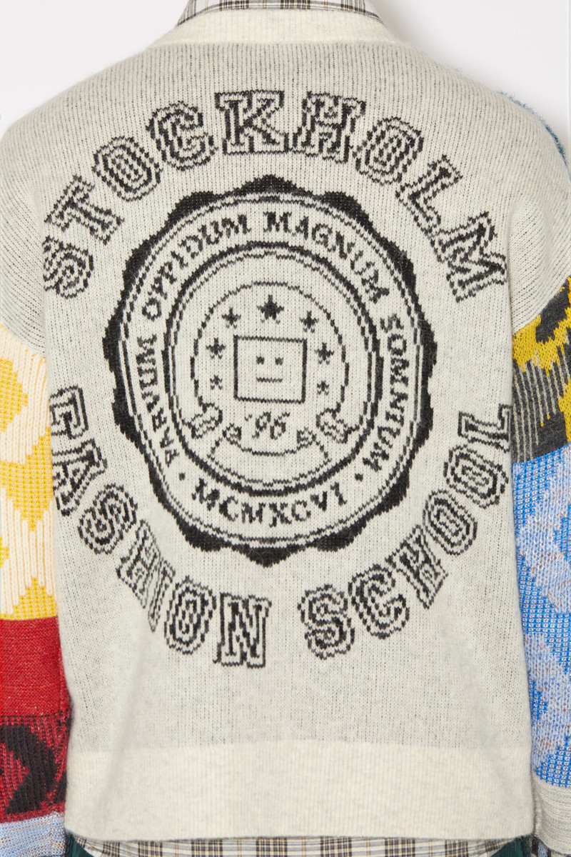 Patchwork crew neck jumper - Cornflower blue/multi 5