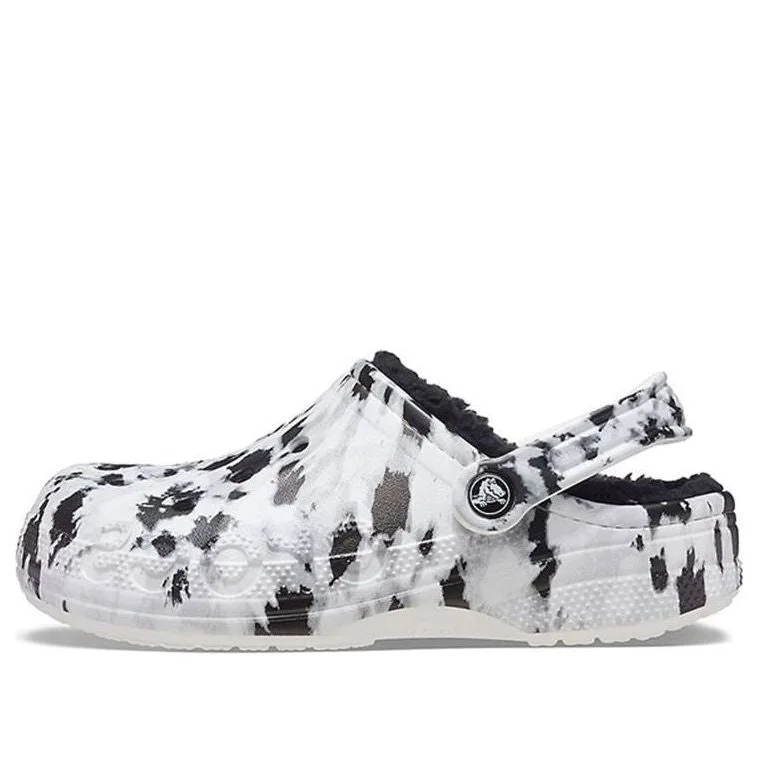 Crocs Baya Lined Clog Fleece Lined Unisex White Gray Slippers 'White Grey' 205975-10M - 1