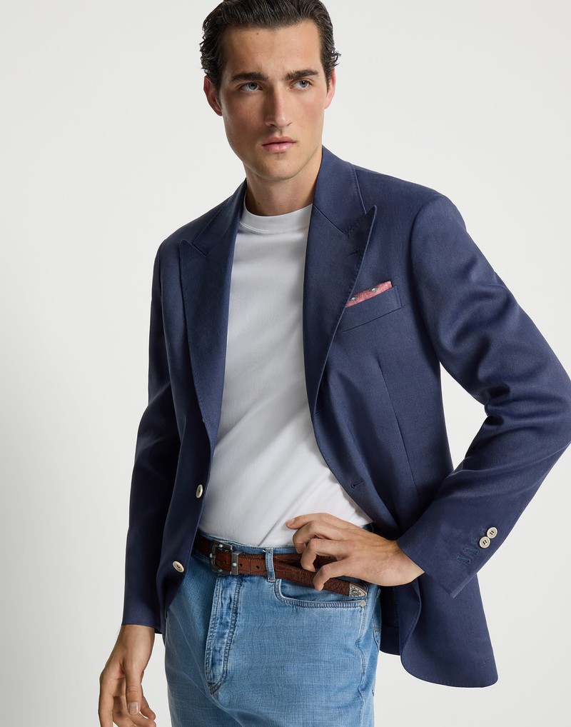 Linen, virgin wool and mohair gabardine Tailor blazer with peak lapels 5