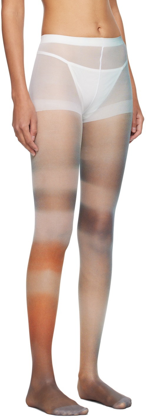 Beige & Navy Light Leak Tights - 2