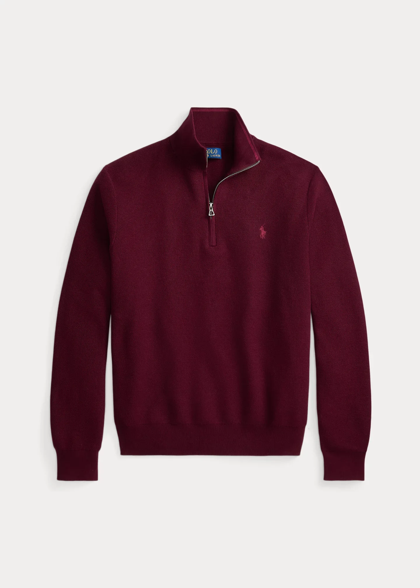 Mesh-Knit Cotton Quarter-Zip Sweater - 1