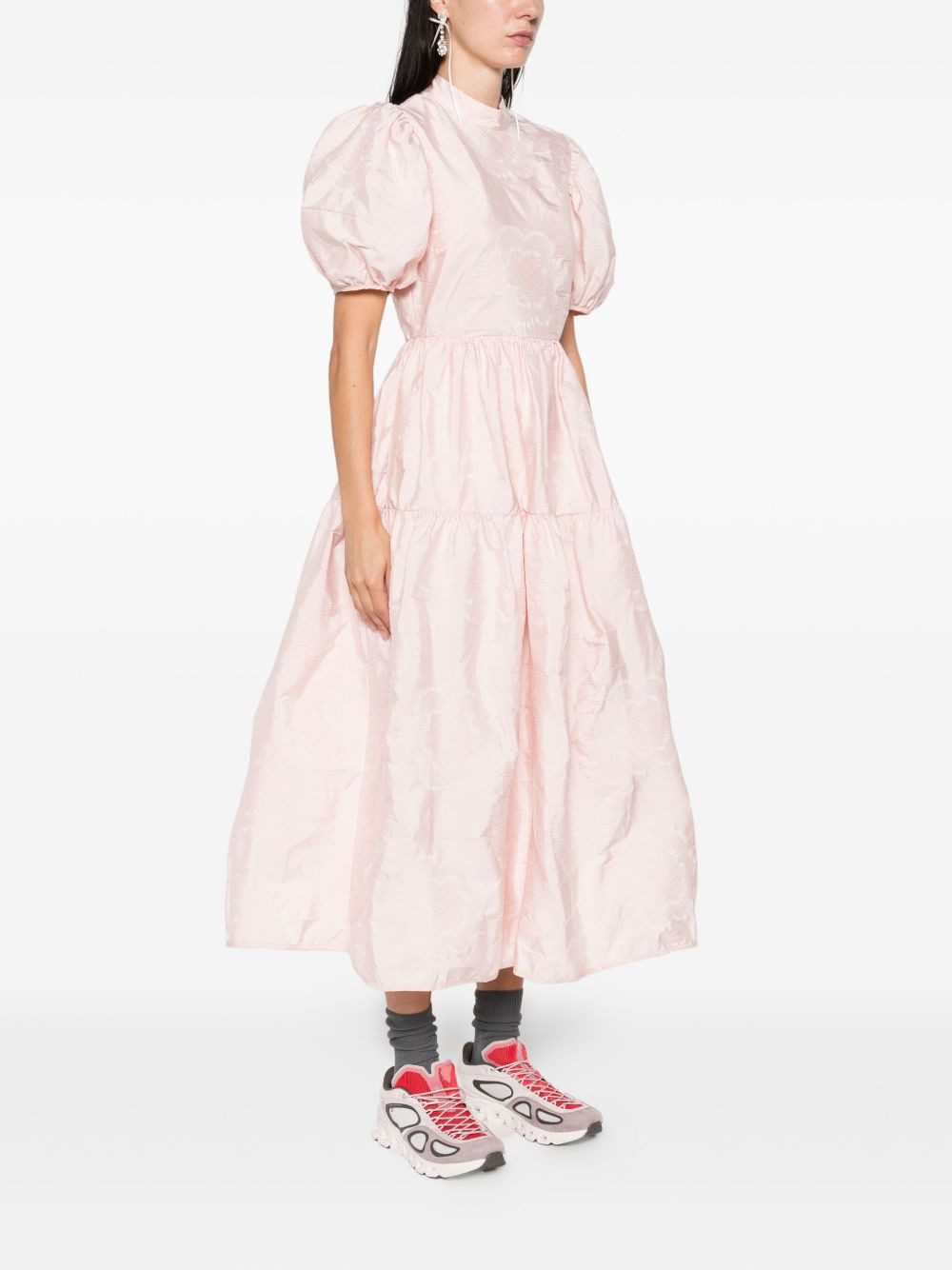 puff-sleeve tiered midi dress - 3