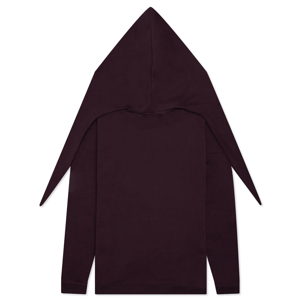 REGULAR FIT HOODIE WITH KNOT HOOD - DARK AUBERGINE - 2