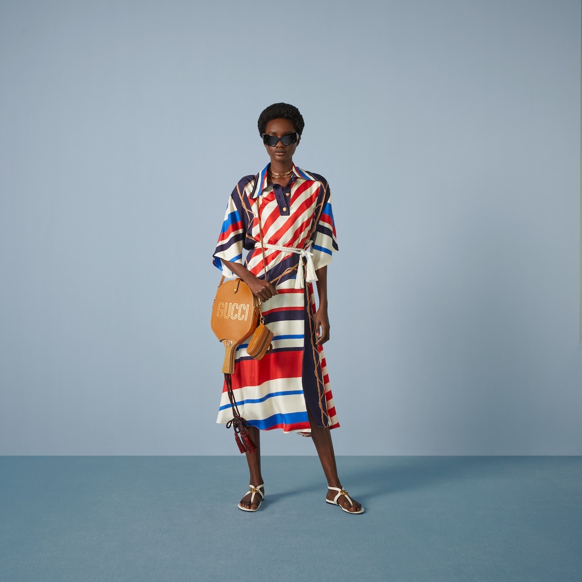 Stripe rope print silk dress - 2