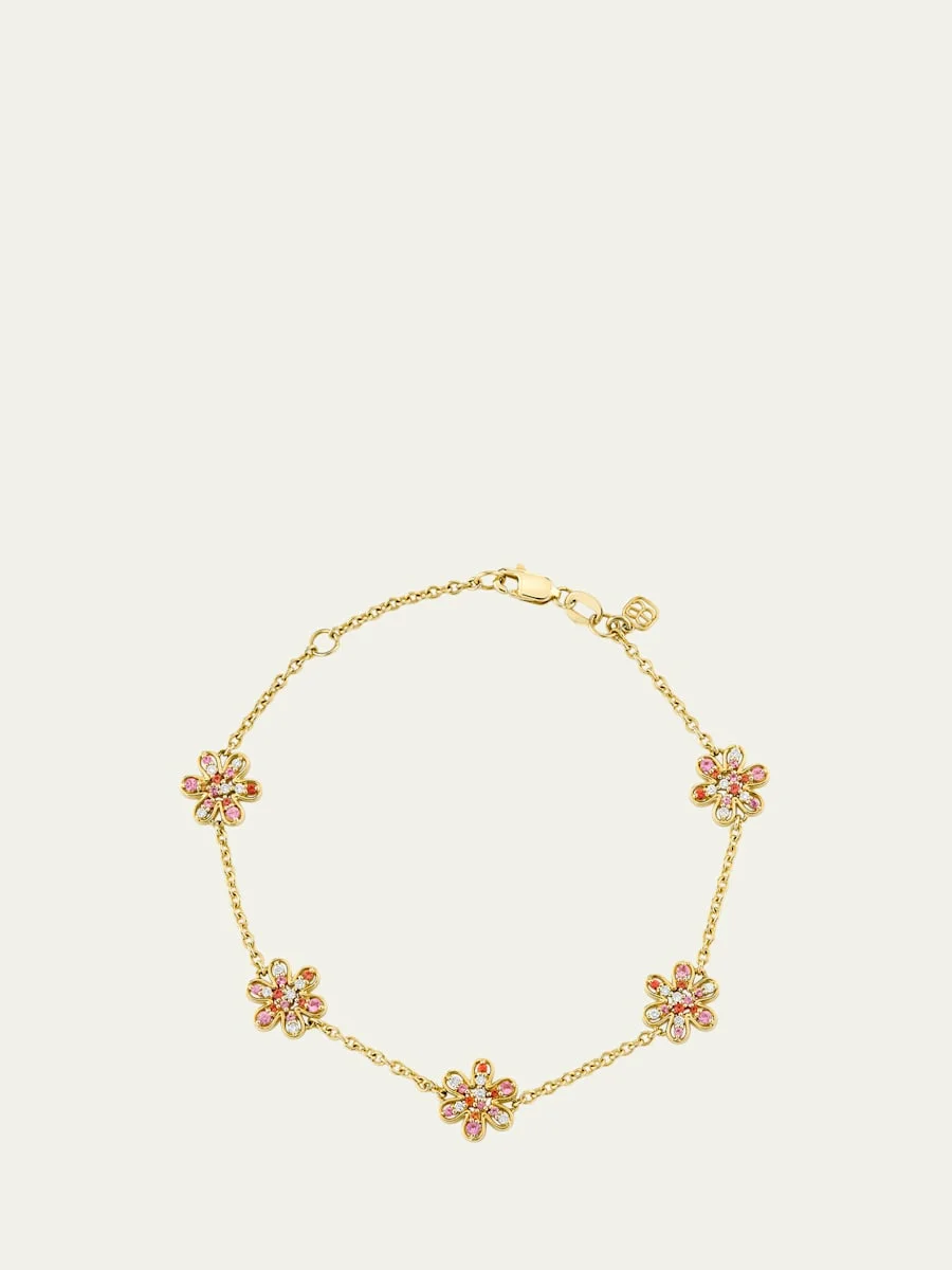 14K Daisy Cocktail Chain Bracelet - 1