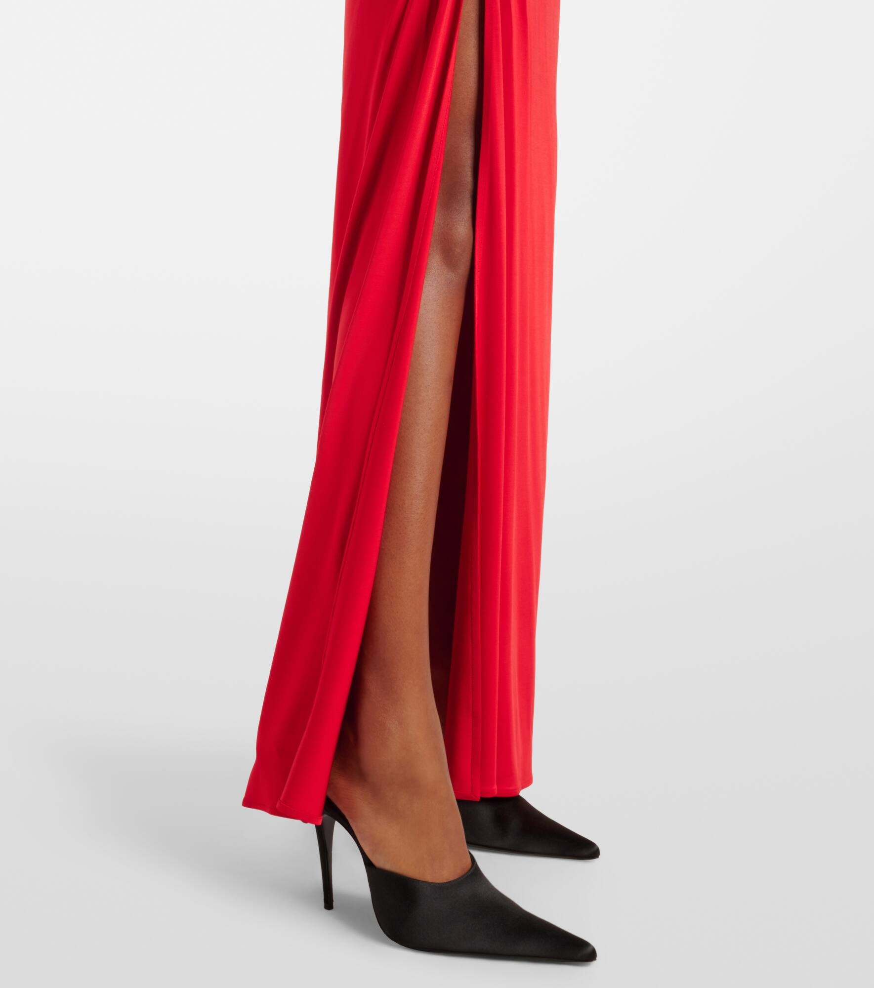 Floral-appliqué ruched jersey maxi dress - 5