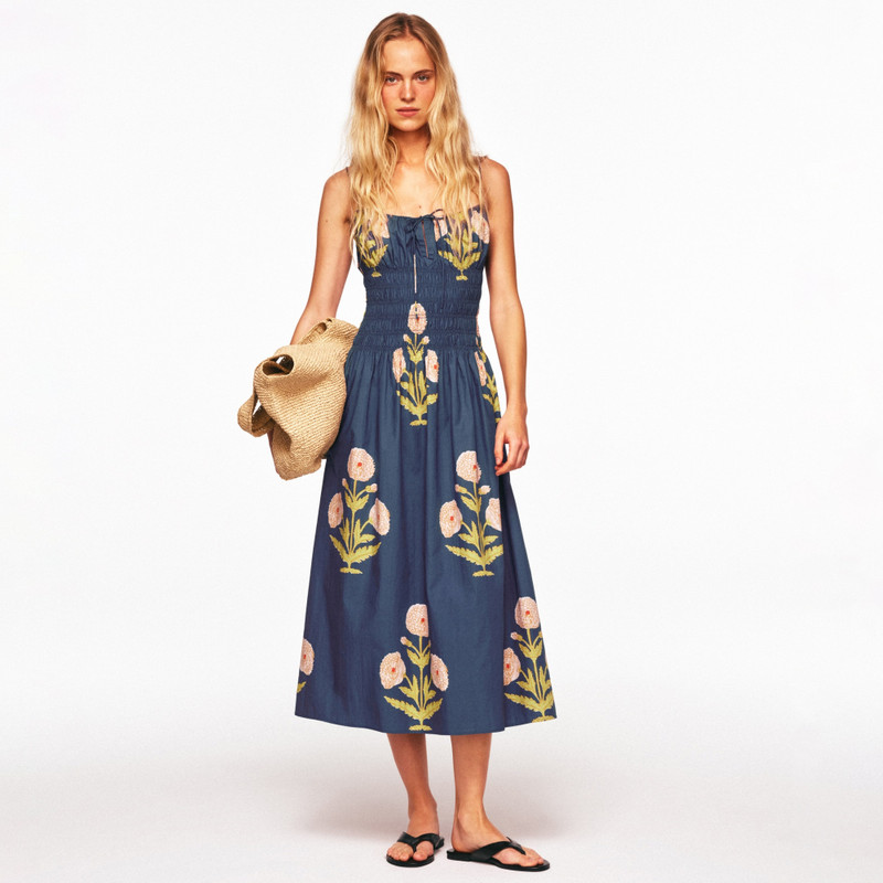 Reverie dress in marigold block print 6