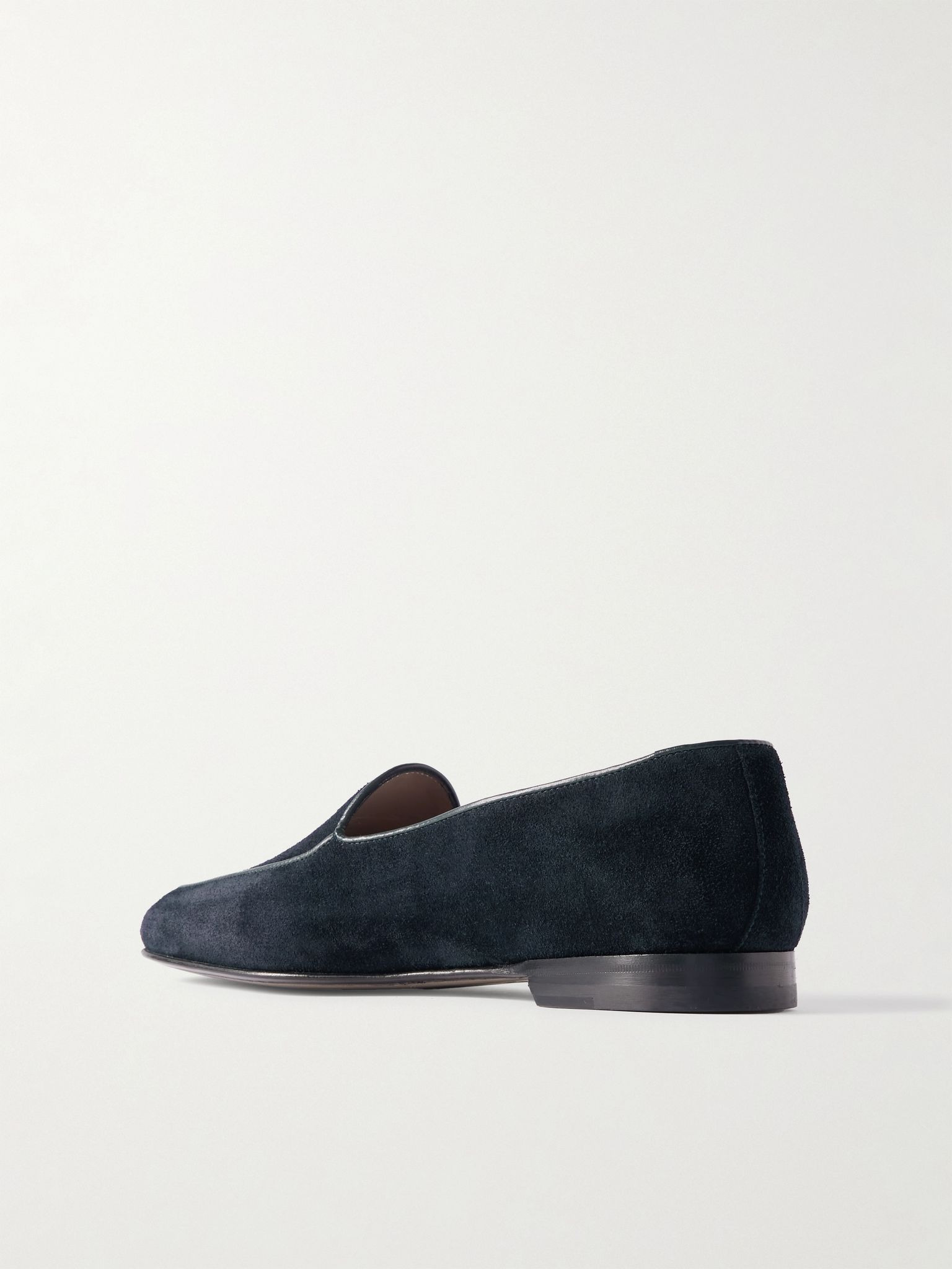 Modena Leather-Trimmed Suede Loafers Navy - 4