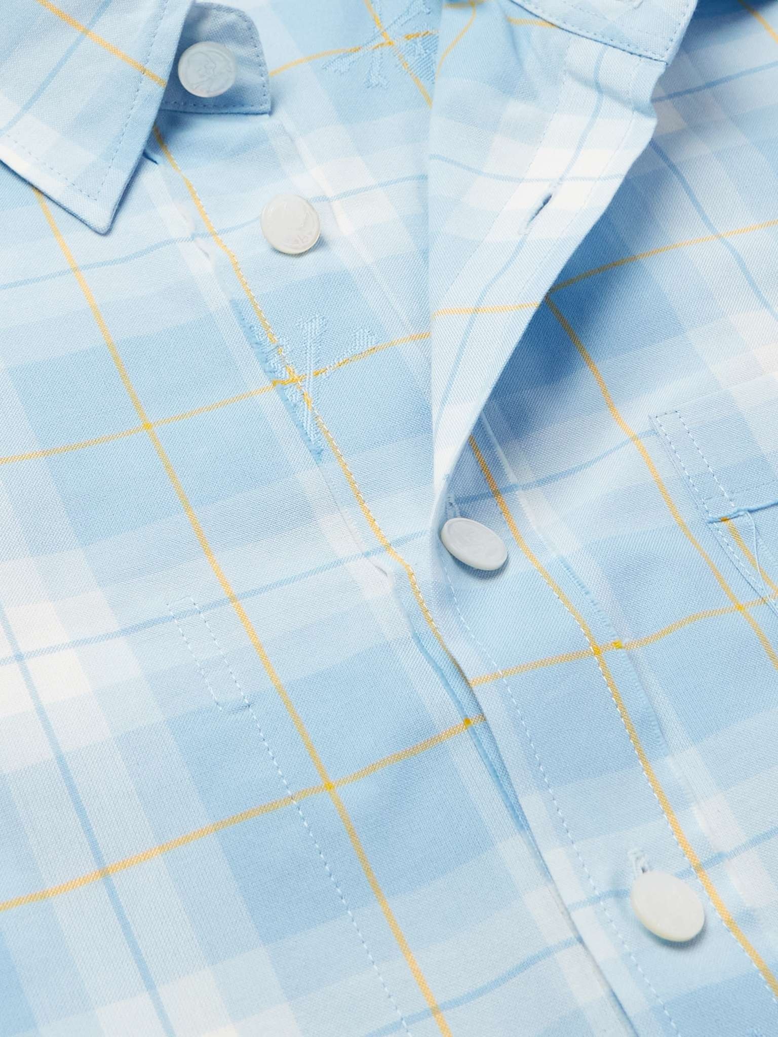 Checked Embroidered Cotton-Flannel Shirt - 4