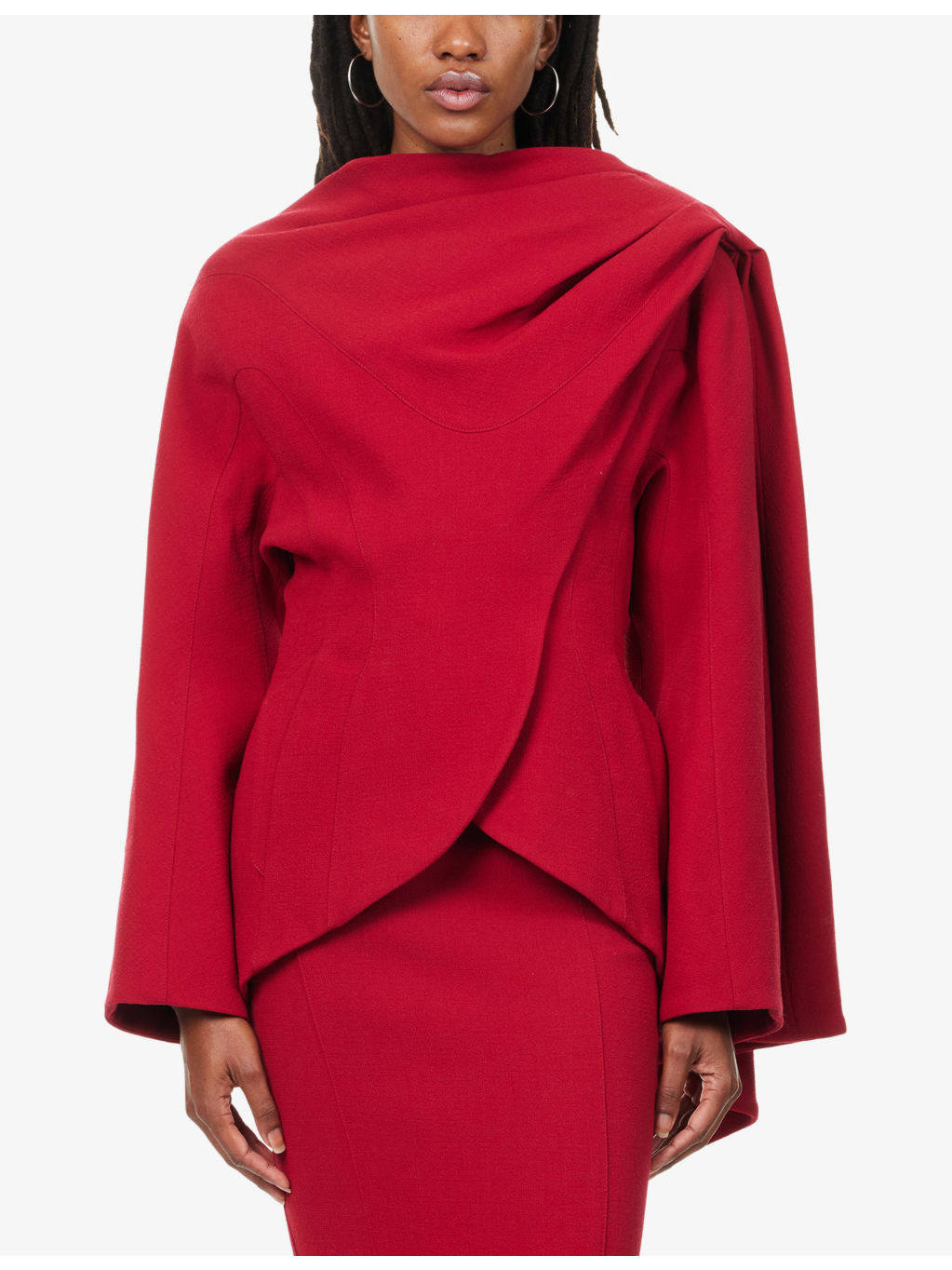 Scarf Curved-Hem Wool Jacket - 3