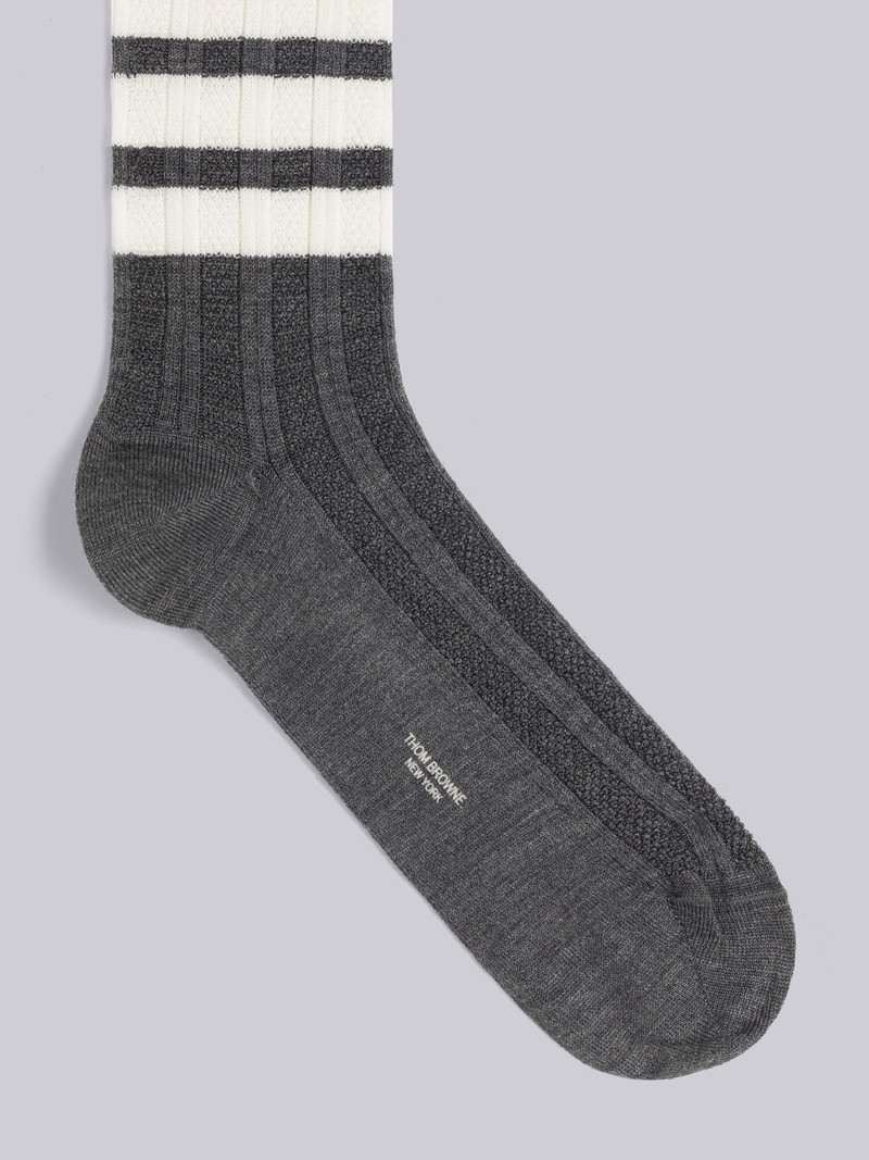 Thom Browne Washable Merino 4-Bar Mid Calf Socks outlook