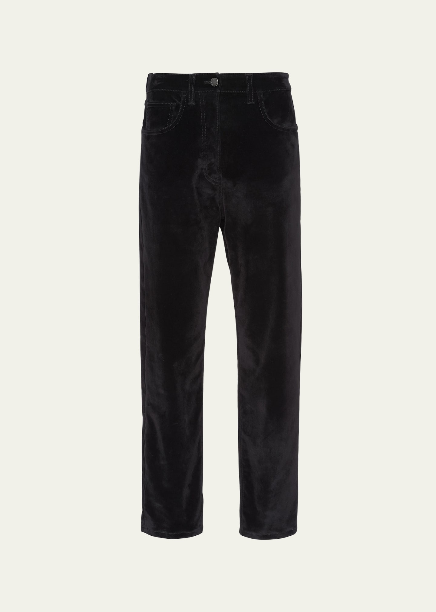 Velvet Denim Straight-Leg Pants - 1