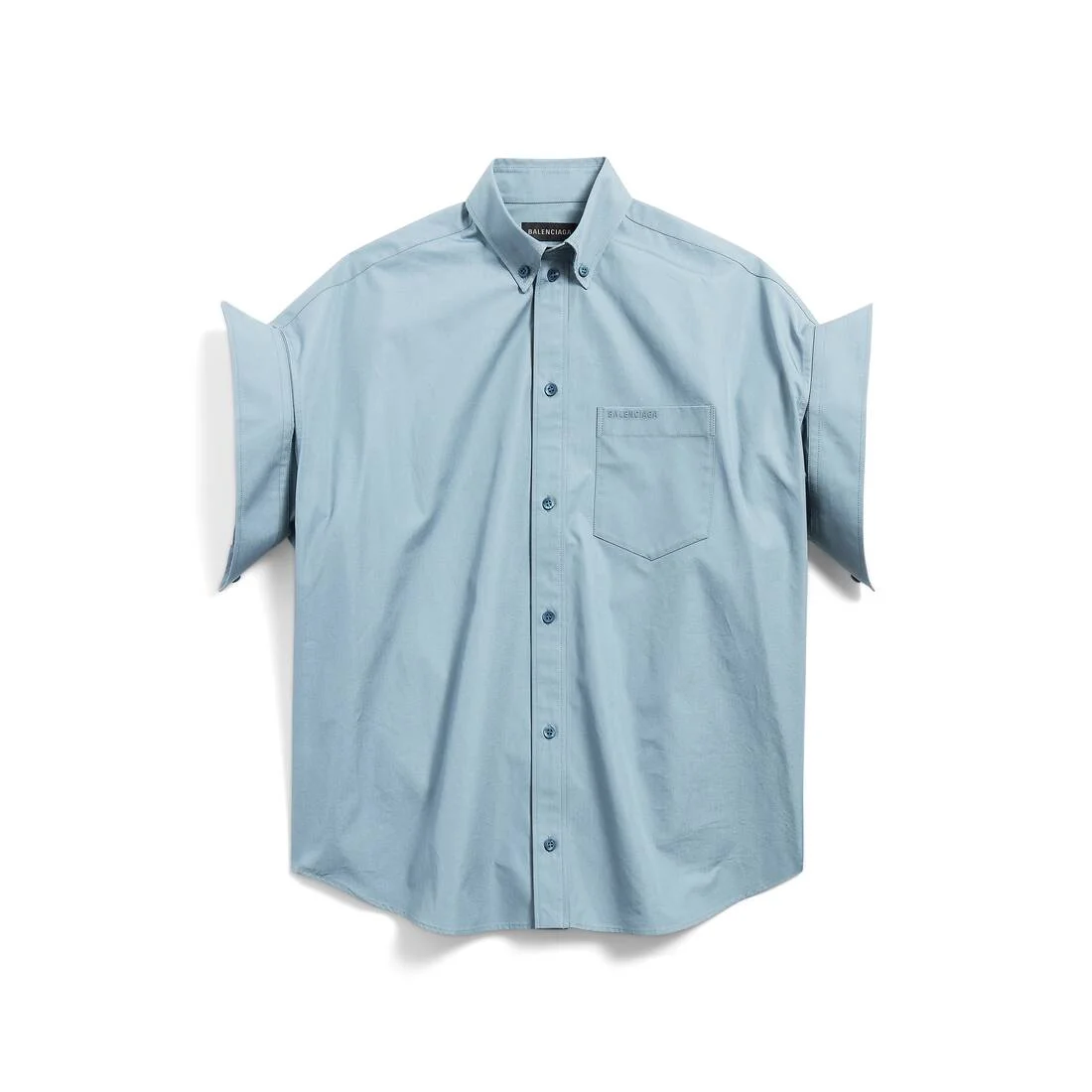 Women's Tucked Sleeve Shirt in Grey Blue - 1