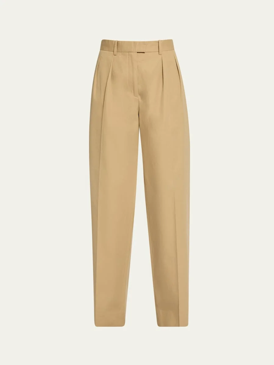 Alfidis Pleated Straight-Leg Cotton-Cashmere Pants - 1