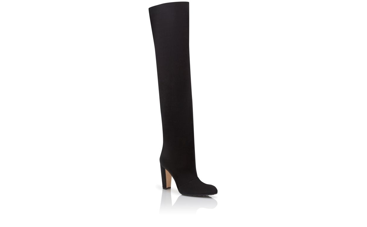 Black Suede Knee High Boots - 3