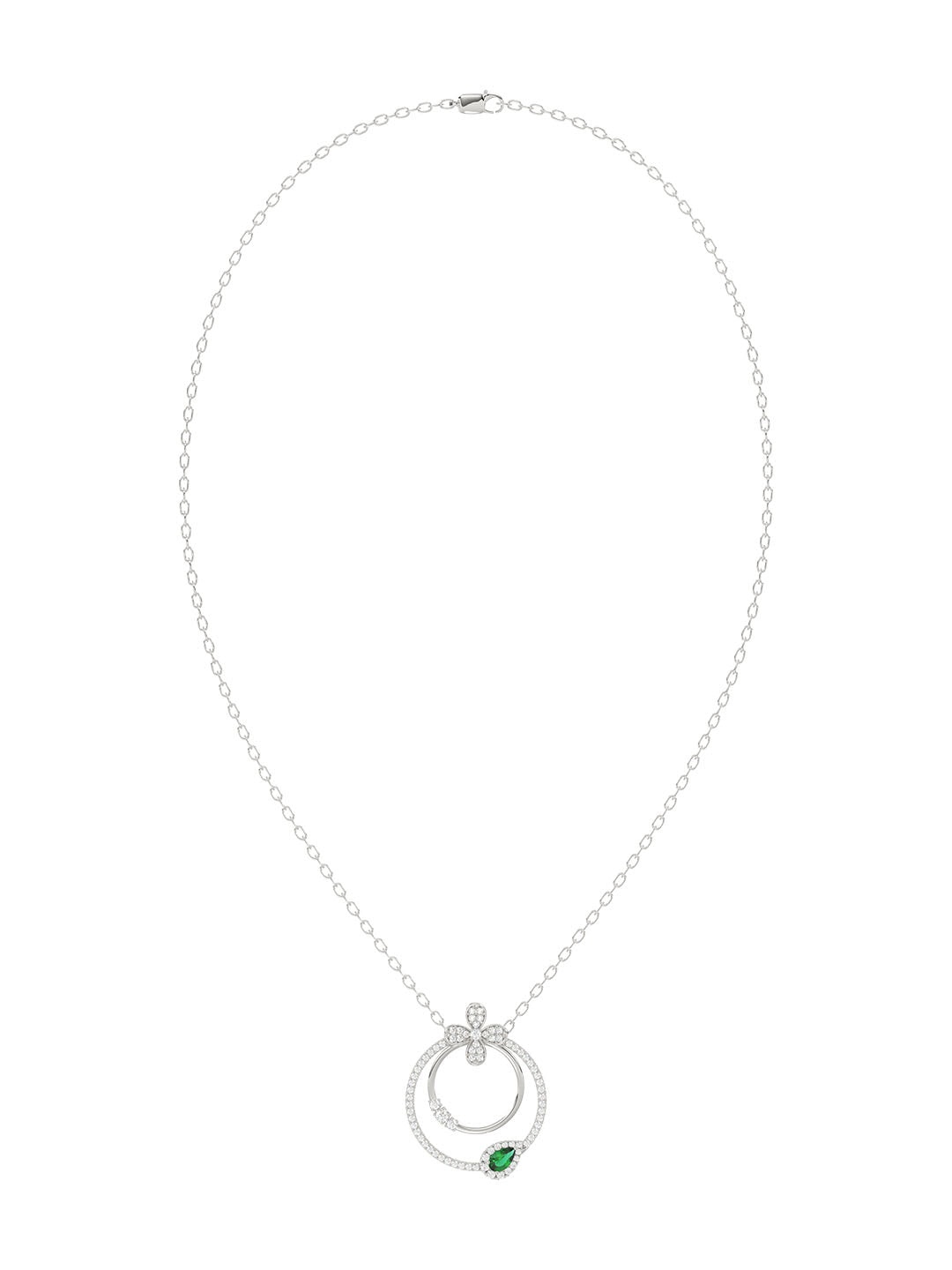 FLORAL WHITE GOLD PENDANT NECKLACE - 1