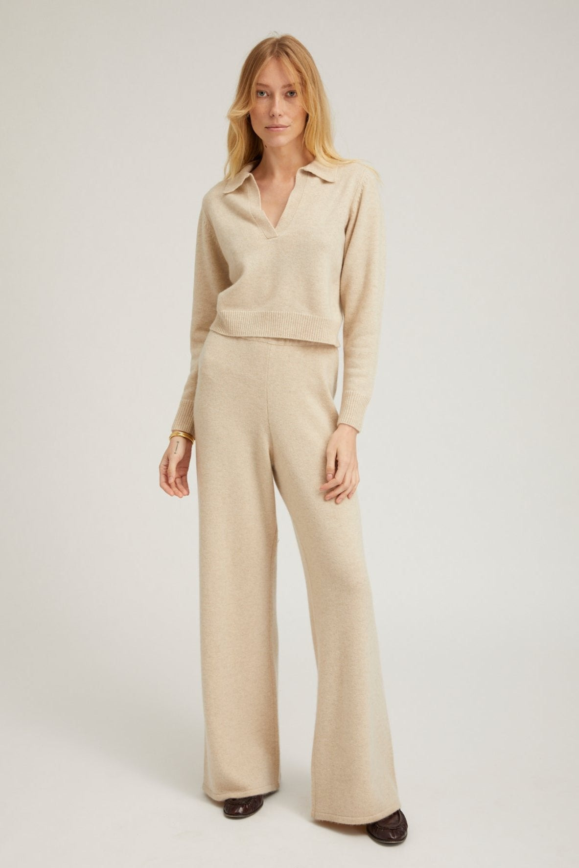OYSTER CASHMERE EASY PANTS - 4