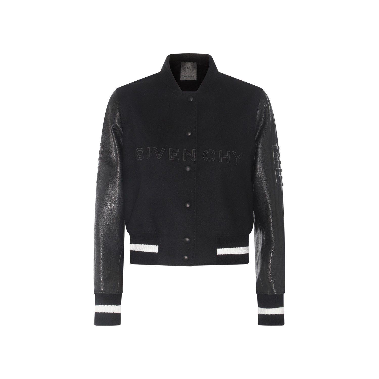 Givenchy BLACK WOOL AND FAUX LEATHER CASUAL JACKET
