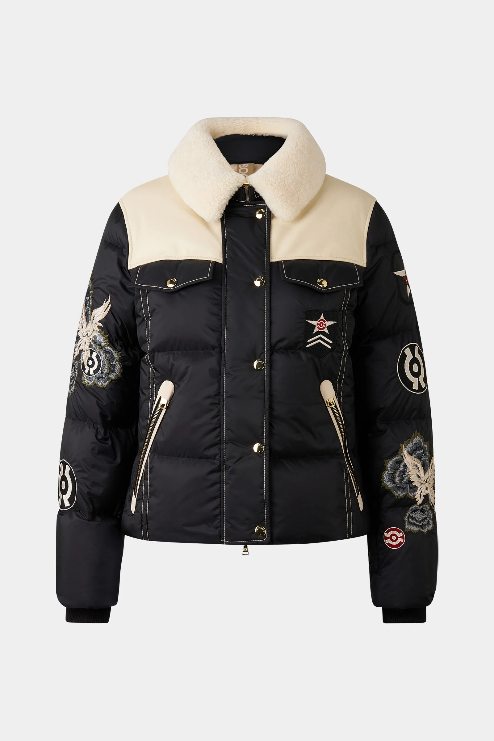 Amia down ski jacket in Black/cream - 1