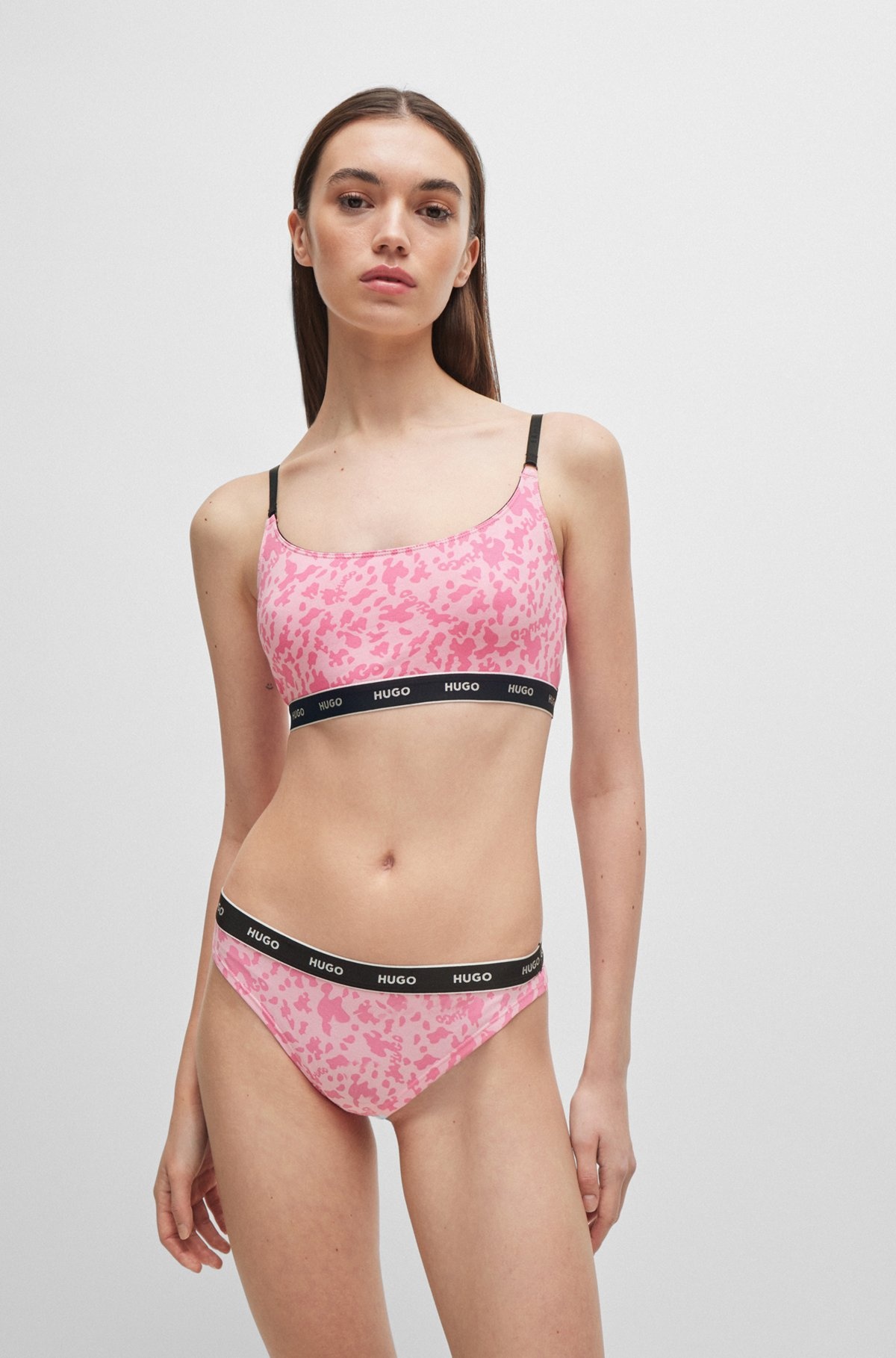 TWO-PACK OF STRETCH-COTTON BRALETTES WITH LOGO UNDERBANDS - 2