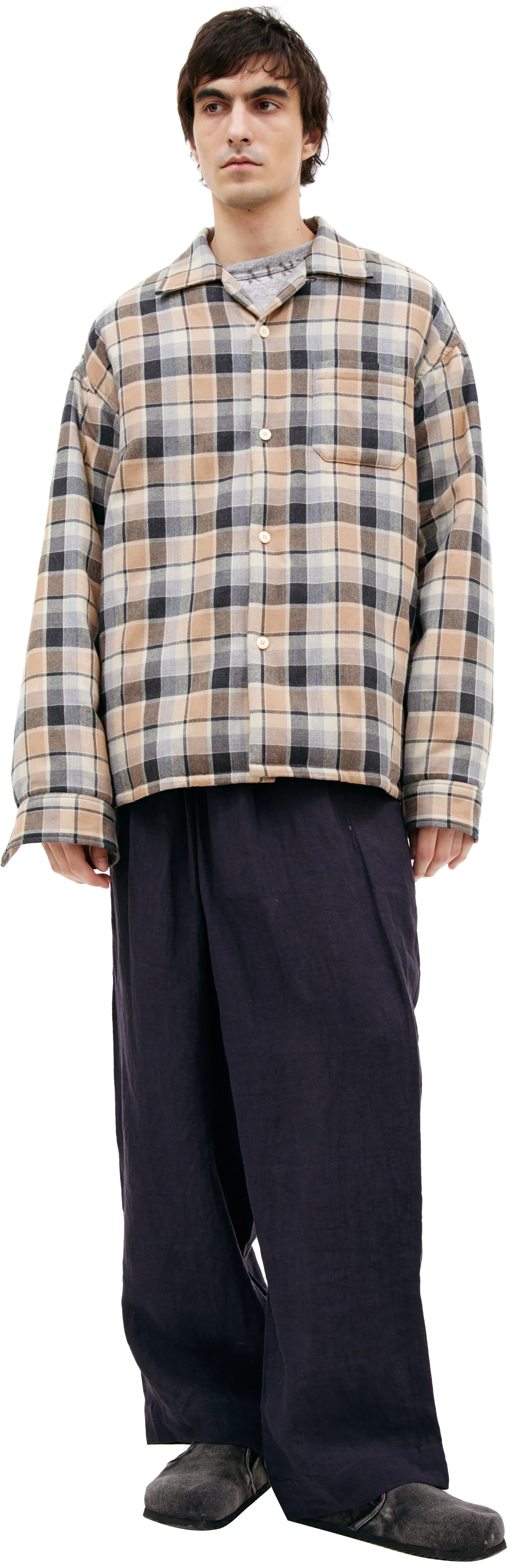 BEIGE PLAID JACKET - 1