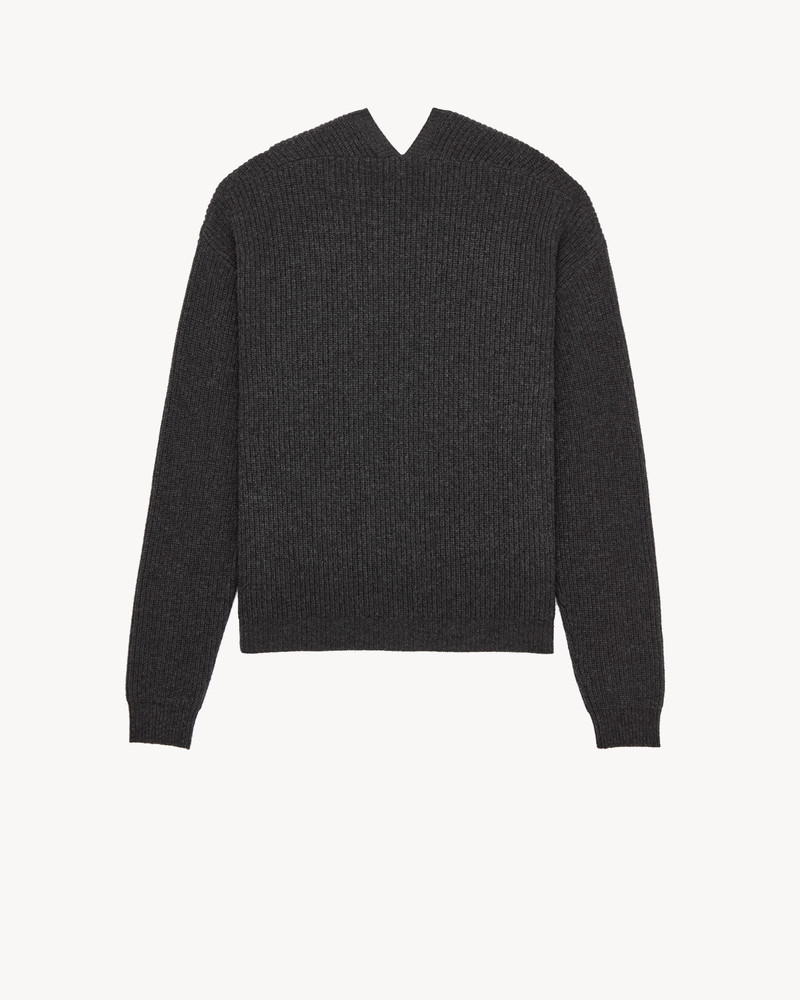 V-BACK CARDIGAN IN RIB-KNIT WOOL 3