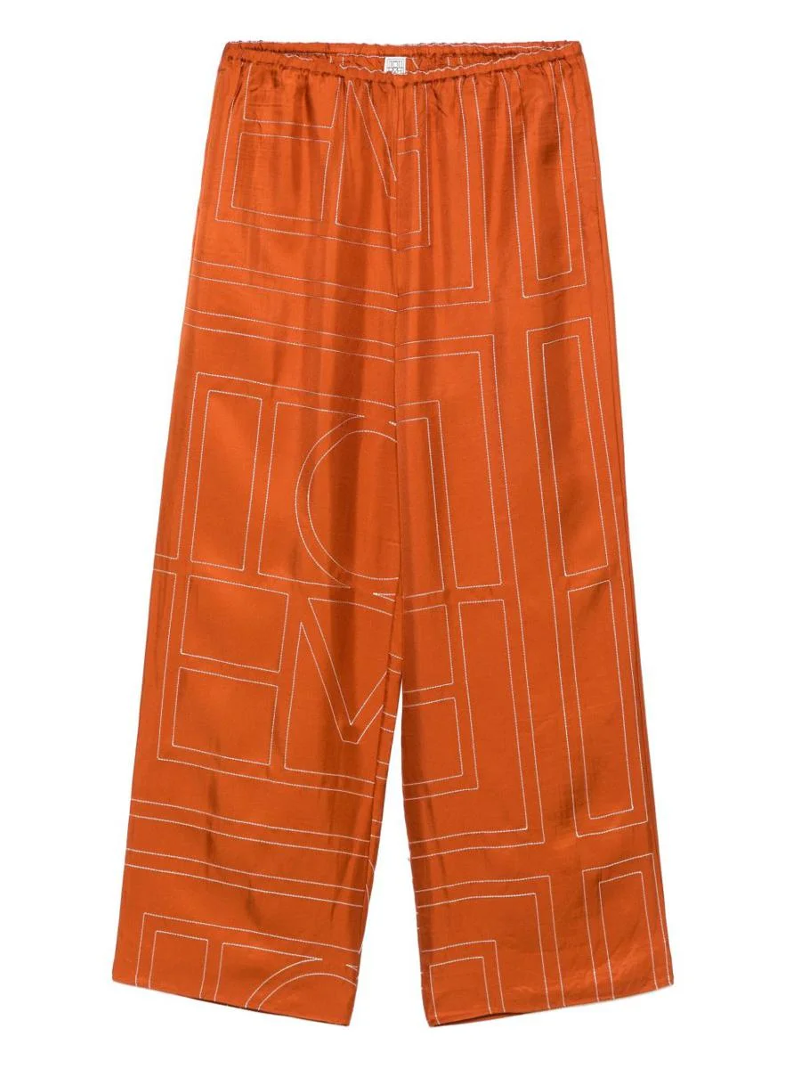 TOTEME Monogram Silk Pajama Pants - 1