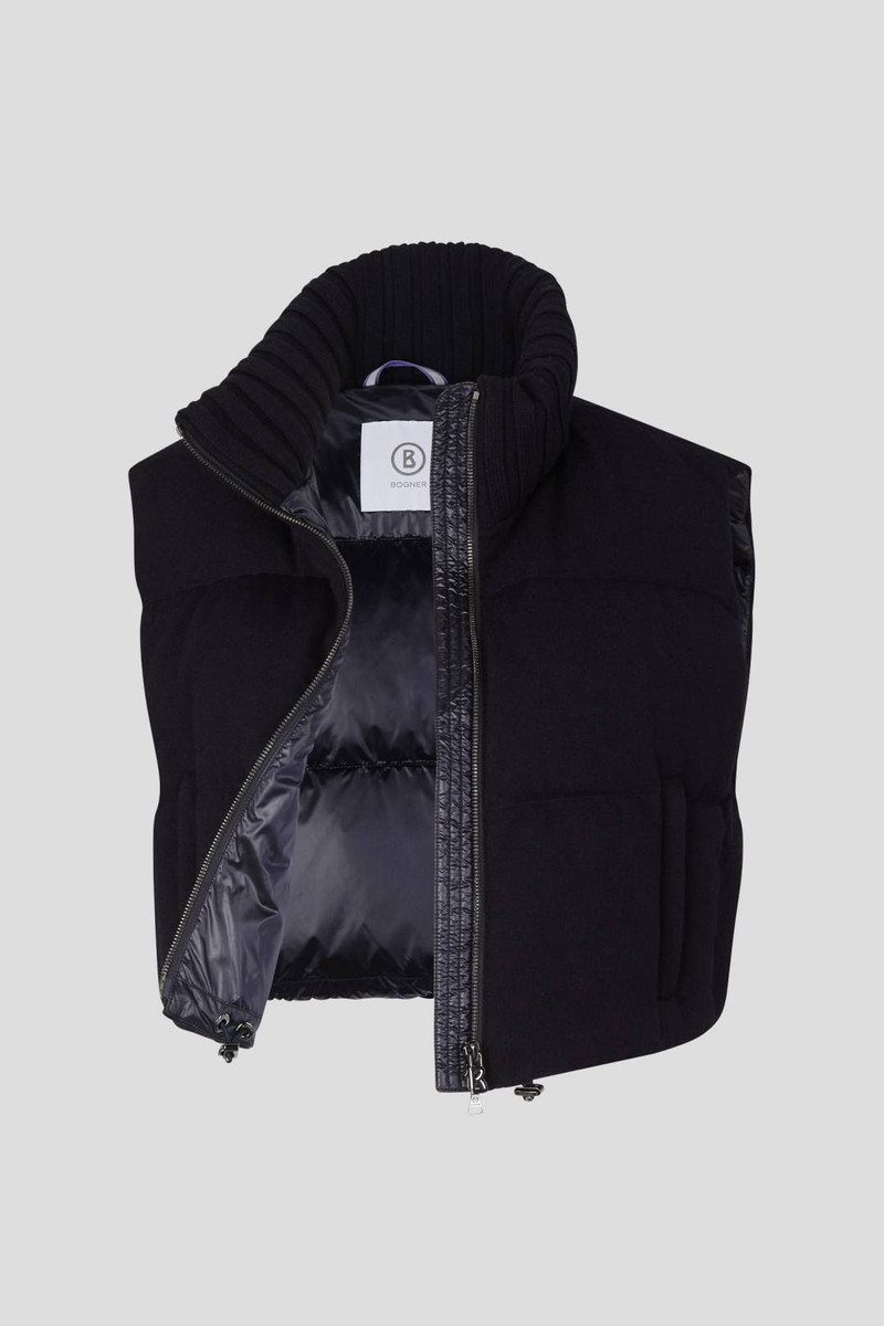 MIANI PURE NEW WOOL AND DOWN WAISTCOAT IN NAVY BLUE 2