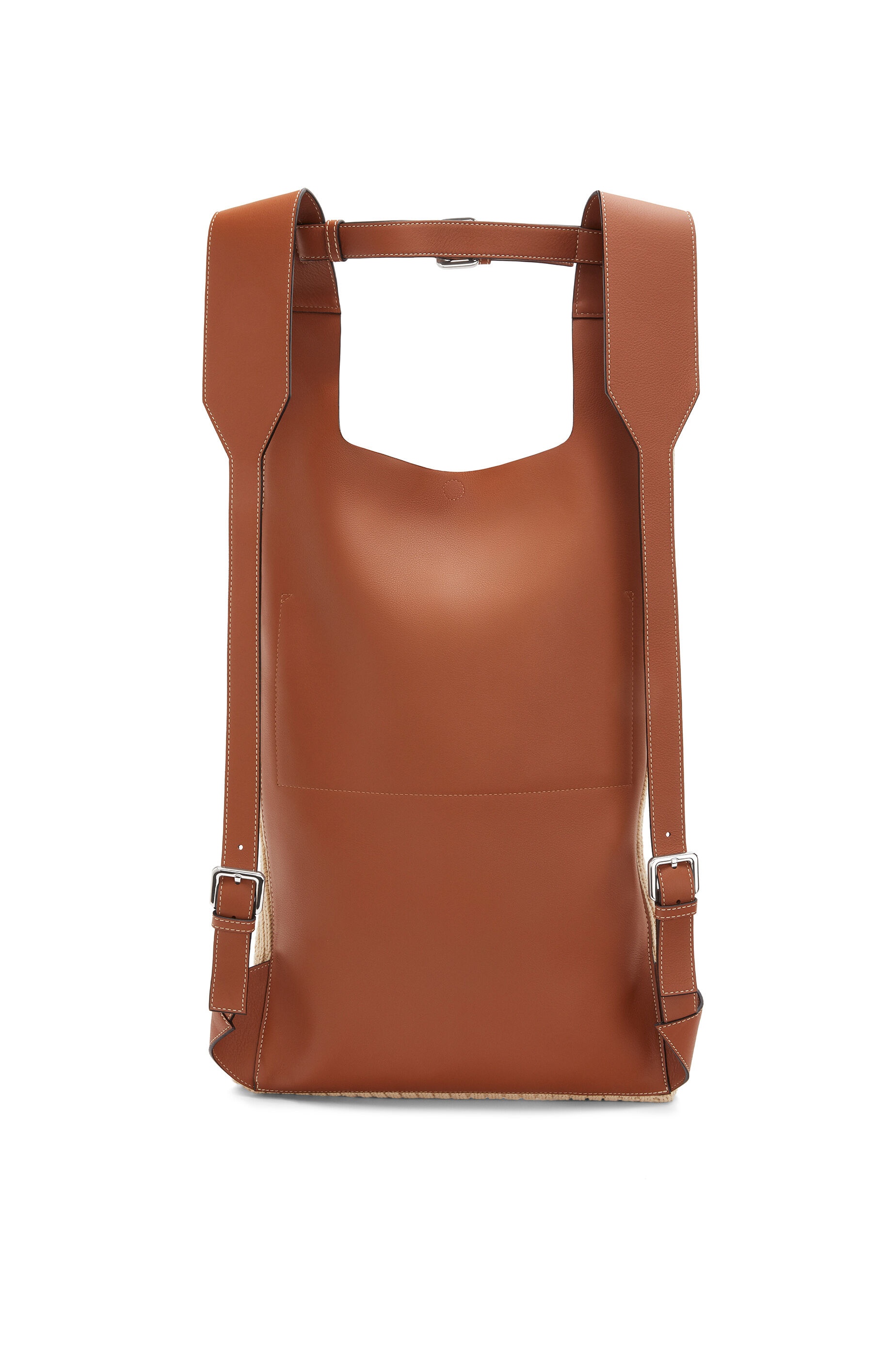 Shopper backpack in cotton and calfskin - 3