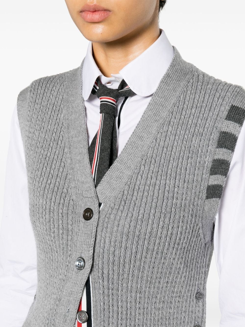 4-Bar stripe intarsia-knit vest - 5