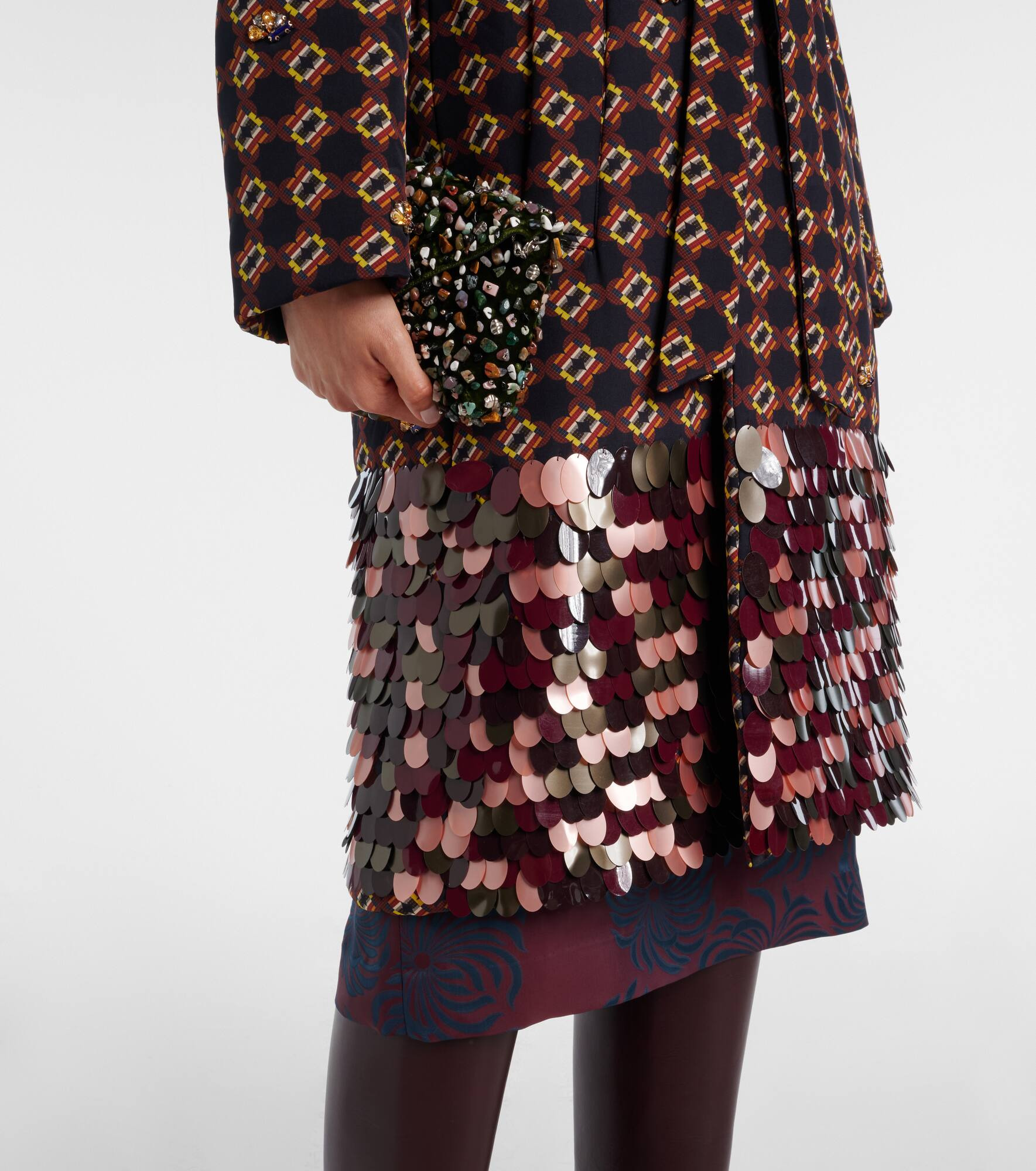 Sequined silk wrap coat - 5