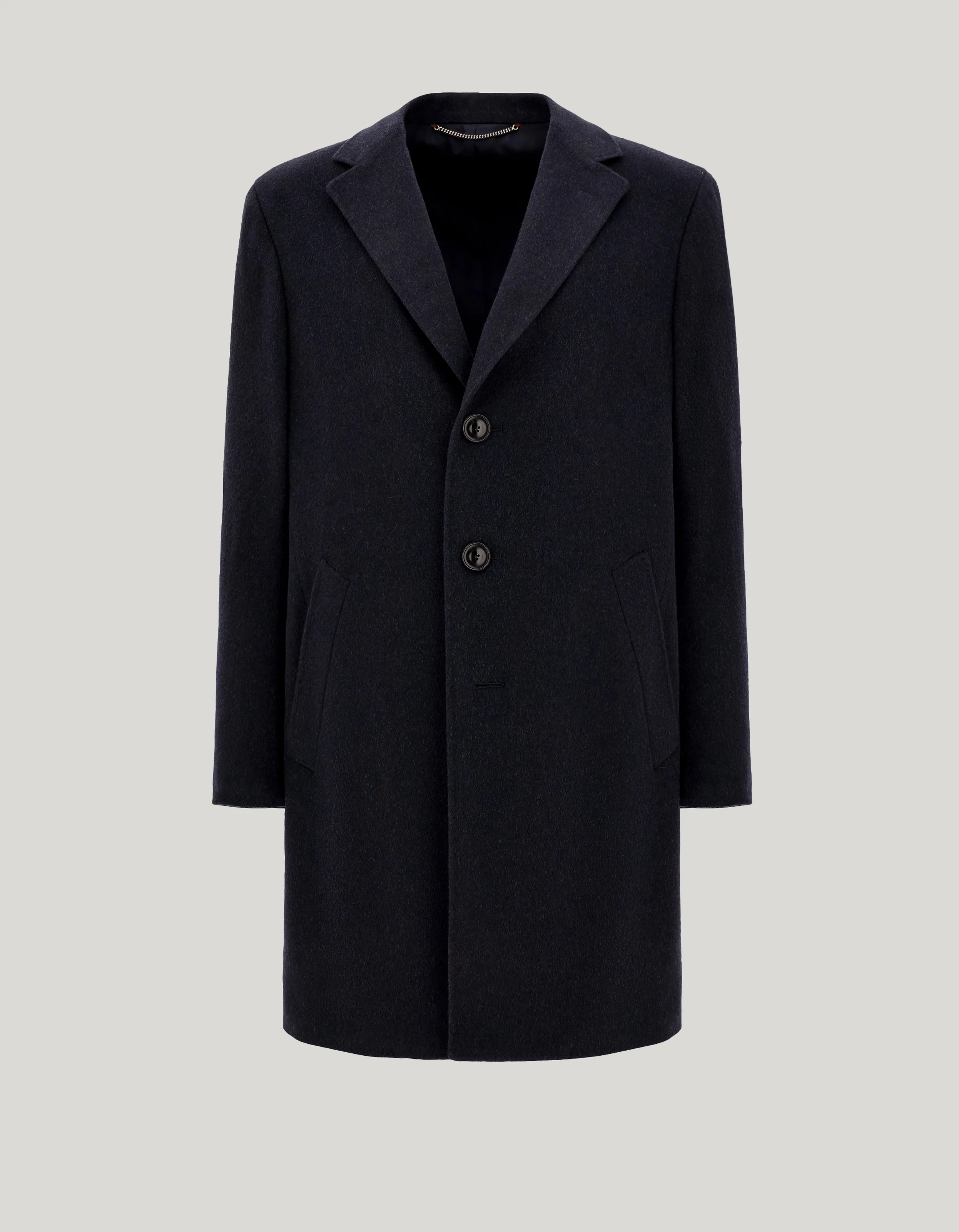 BLUE CASHMERE SINGLE-BREASTED KEI COAT - 1