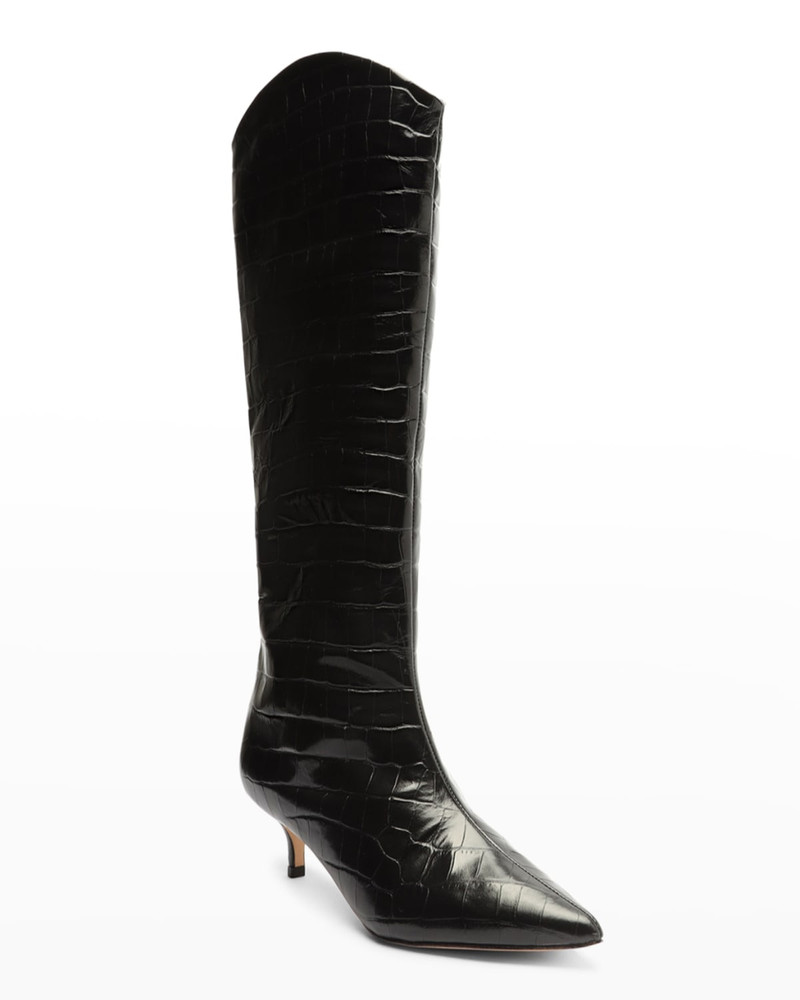 SCHUTZ Maryana Croc-Embossed Leather Boots outlook