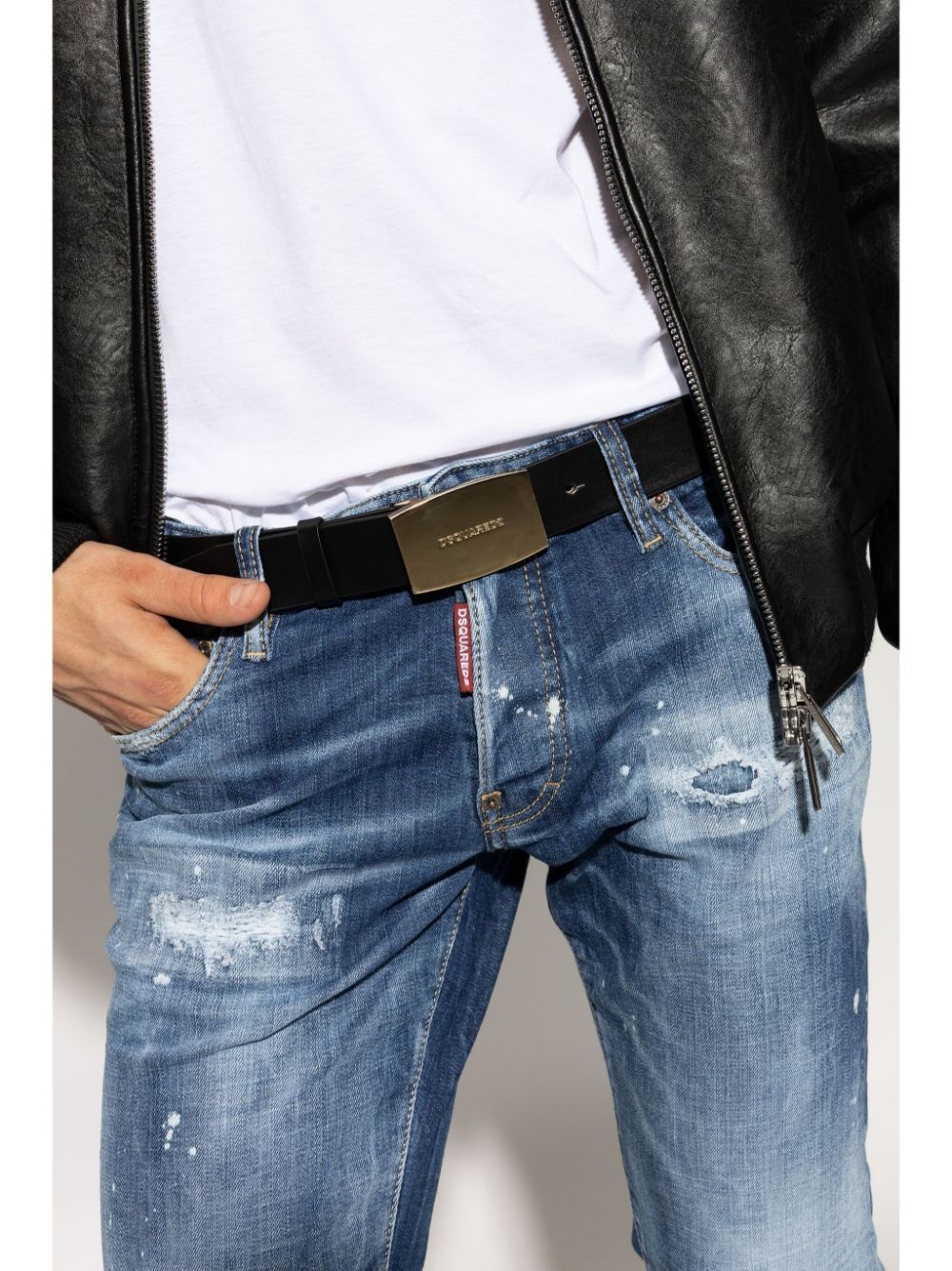 logo-embossed buckle belt - 2