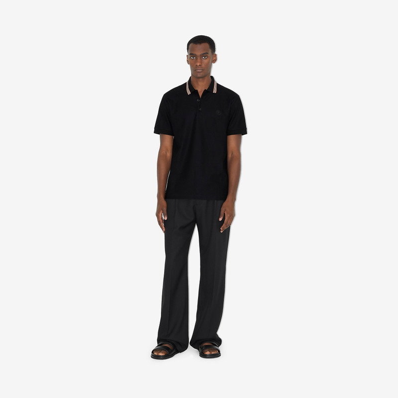 Burberry Icon Stripe Collar Cotton Piqué Polo Shirt outlook