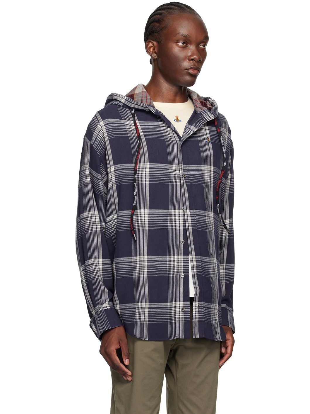 Navy Rib Hoodie Shirt - 2