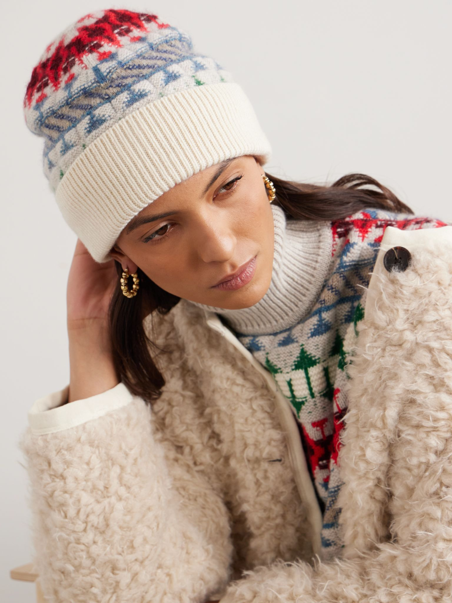 Noel ribbed jacquard-knit cashmere beanie Multi - 2