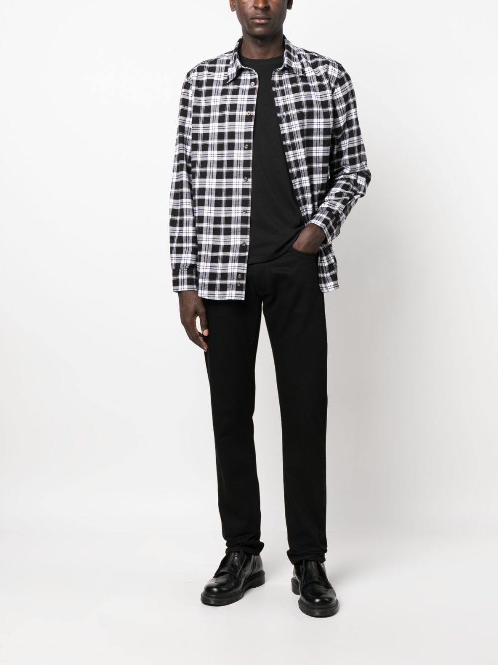 checked flannel button-up shirt - 2