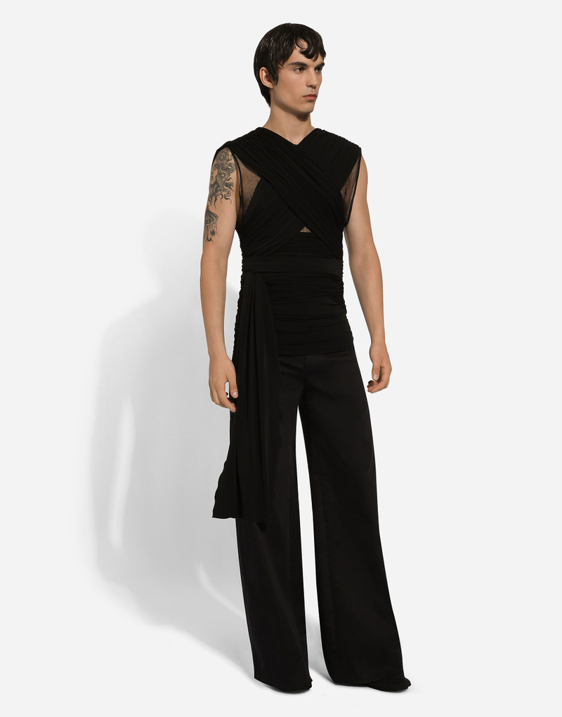 Stretch tulle T-shirt with draping 3