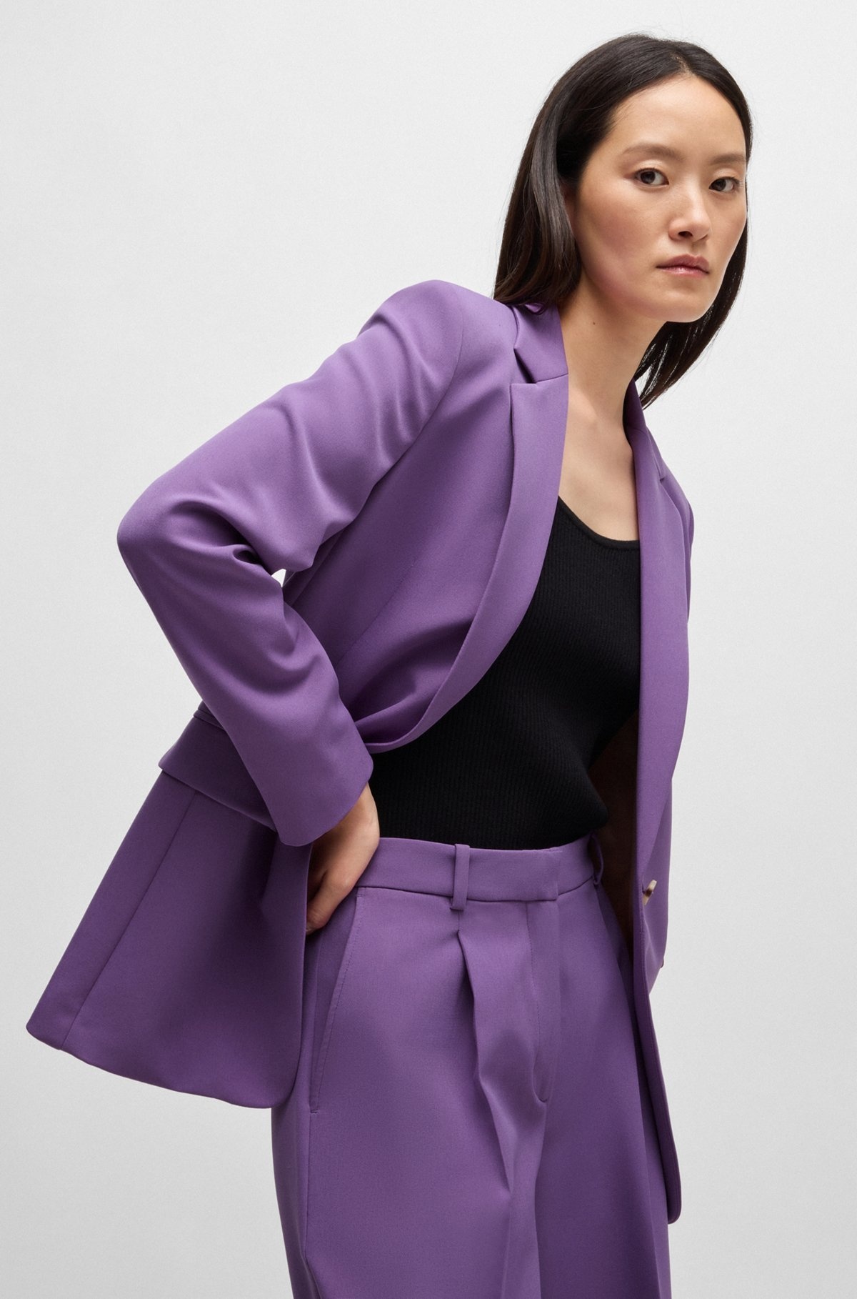 SINGLE-BREASTED JACKET IN STRETCH FABRIC - 5