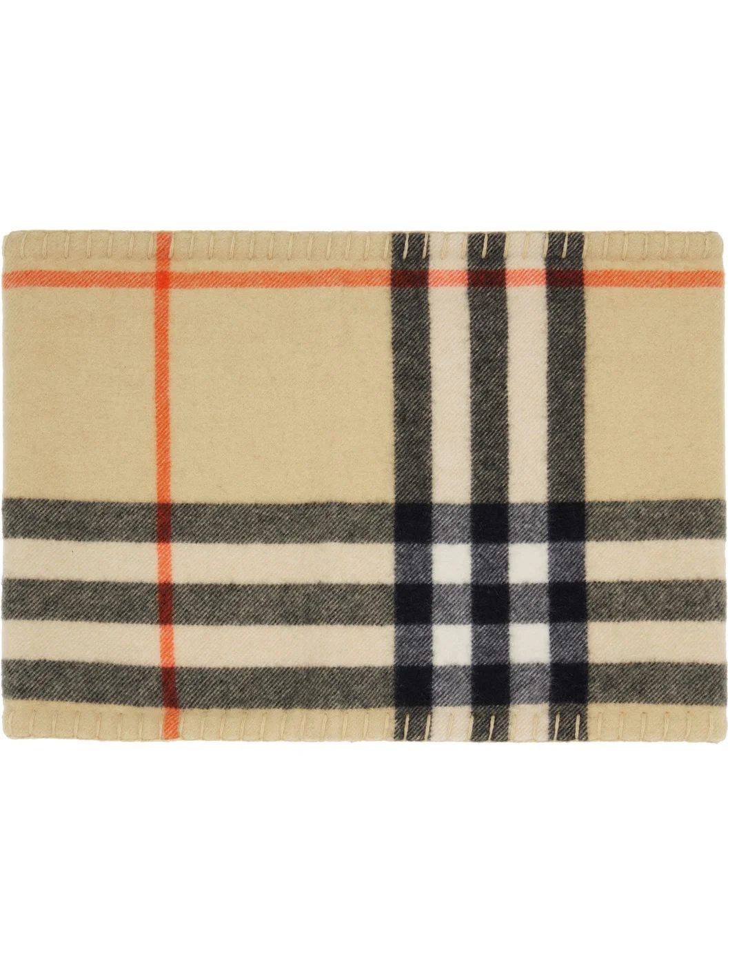 Beige Check Cashmere Snood - 1